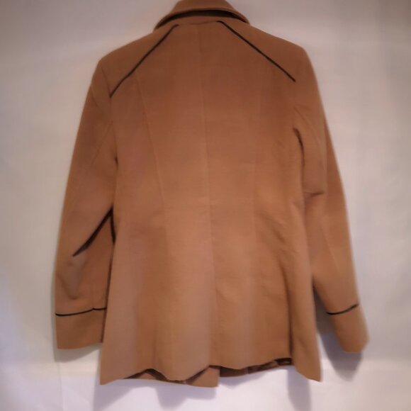 Faded Glory Ladies Size Medium (8-10) Flocked Tan Coat with Faux Leather Accents - Picture 2 of 8